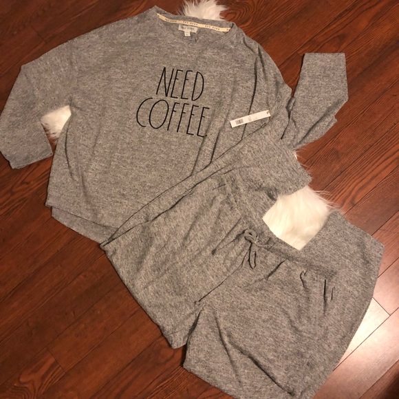 NEW Rae Dunn NEED COFFEE Cozy Pajama Set - Picture 8 of 8
